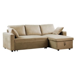 woo-126828 MONTREAL ΚΑΝΑΠΕΣ ΚΡΕΒΑΤΙ ΓΩΝΙΑ ΑΝΑΣΤΡΕΨΙΜΗ ΜΕ ΑΠΟΘΗΚΕΥΤΙΚΟ ΧΩΡΟ, VELURE ΜΠΕΖ