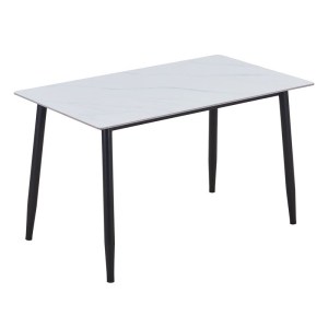 woo-126890 OSLO ΤΡΑΠΕΖΙ ΚΟΥΖΙΝΑΣ- ΕΣΤΙΑΤΟΡΙΟΥ,ΜΕΤΑΛΛΟ ΒΑΦΗ ΜΑΥΡΟ -SINTERED STONE WHITE MARBLE