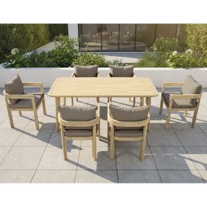 woo-127027 FLORIDA DINING SET ΤΡΑΠΕΖΑΡΙΑ ΚΗΠΟΥ ΒΕΡΑΝΤΑΣ (7Τ), ACACIA, ΜΑΞΙΛΑΡΙΑ CAPPUCCINO