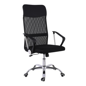 woo-127149 BF2400-W ΠΟΛΥΘΡΟΝΑ ΓΡΑΦΕΙΟΥ ΔΙΕΥΘΥΝΤΗ, ΒΑΣΗ ΧΡΩΜΙΟ, PU ΜΑΥΡΟ, MESH ΜΑΥΡΟ