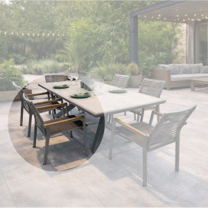 woo-127167 SIERRA ΠΟΛΥΘΡΟΝΑ DINING ΣΤΟΙΒΑΖΟΜΕΝΗ ΑΛΟΥΜΙΝΙΟΥ, ΓΚΡΙ PADDED ΚΑΘΙΣΜΑ & FLAT WICKER