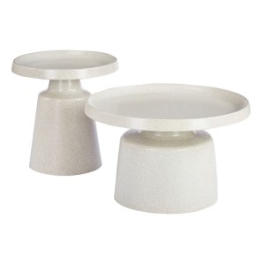 woo-127256 DOS SET-2 ΤΡΑΠΕΖΑΚΙΑ ΣΑΛΟΝΙΟΥ-ΚΑΘΙΣΤΙΚΟΥ, ΜΕΤΑΛΛΟ ΒΑΦΗ ΑΠΟΧΡΩΣΗ WHITE DOT