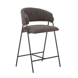 woo-127268 ALFREDO ΣΚΑΜΠΟ BAR ΜΕΤΑΛΛΟ ΒΑΦΗ ΜΑΥΡΟ, ΥΦΑΣΜΑ SUEDE ΑΝΘΡΑΚΙ