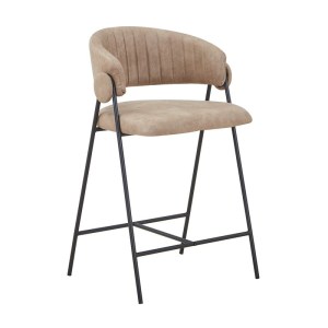 woo-127269 ALFREDO ΣΚΑΜΠΟ BAR ΜΕΤΑΛΛΟ ΒΑΦΗ ΜΑΥΡΟ, ΥΦΑΣΜΑ SUEDE ΜΠΕΖ