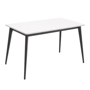 woo-127340 VIDAL ΤΡΑΠΕΖΙ ΒΑΣΗ ΜΕΤΑΛΛΟ ΒΑΦΗ ΜΑΥΡΟ, ΕΠΙΦΑΝΕΙΑ HPL ΑΣΠΡΟ