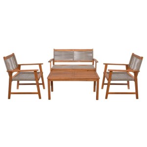 woo-127477 SPRING SET ΣΑΛΟΝΙ ΚΗΠΟΥ ΑΚΑΚΙΑ ΦΥΣΙΚΟ, WICKER ΜΠΕΖ: ΤΡΑΠΕΖΙ + ΚΑΝΑΠΕ 2ΘΕΣΙΟ + 2 ΠΟΛΥΘΡΟΝΕΣ