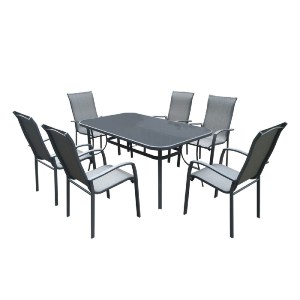 woo-16233_e-00016309-huge VERONA SET ΤΡΑΠΕΖΑΡΙΑ ΚΗΠΟΥ: STEEL-TEXTILENE ΑΝΘΡΑΚΙ, ΓΥΑΛΙ :ΤΡΑΠΕΖΙ 160X96 + 6 ΠΟΛΥΘΡΟΝΕΣ
