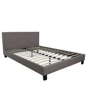 woo-31266 WILTON ΚΡΕΒΑΤΙ ΔΙΠΛΟ ΓΙΑ ΣΤΡΩΜΑ 160X200CM, PU ΑΠΟΧΡΩΣΗ CAPPUCCINO