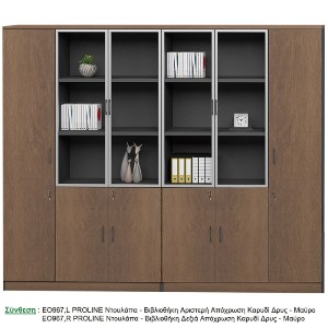 woo-31829_e-00020611_1-huge PROLINE ΝΤΟΥΛΑΠΑ - ΒΙΒΛΙΟΘΗΚΗ ΓΡΑΦΕΙΟΥ ΑΡΙΣΤΕΡΗ, ΠΕΝΤΑΦΥΛΛΗ (2 ΓΥΑΛΙΝΑ) ΚΑΡΥΔΙ ΔΡΥΣ-ΜΑΥΡΟ