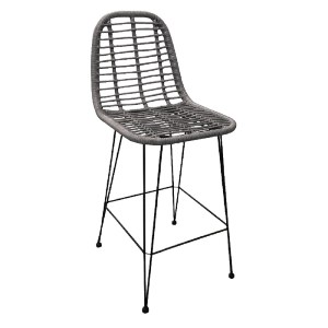 woo-32290 SALSA ΣΚΑΜΠΟ BAR-PRO ΜΕ ΠΛΑΤΗ, ΜΕΤΑΛΛΟ ΒΑΦΗ ΜΑΥΡΟ, WICKER ΓΚΡΙ