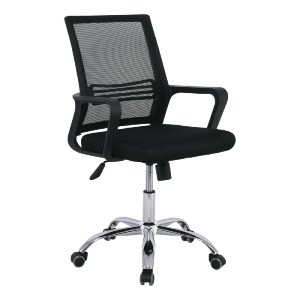woo-35113 BF2110 ΠΟΛΥΘΡΟΝΑ ΓΡΑΦΕΙΟΥ ΜΕΤΑΛΛΟ ΧΡΩΜΙΟ, MESH ΜΑΥΡΟ