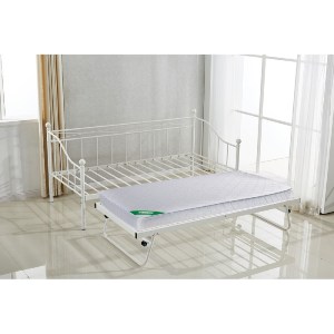 woo-38144 MARIN SET: DAYBED (ΓΙΑ ΣΤΡΩΜΑ 90X190) + ΒΟΗΘΗΤΙΚΟ ΚΡΕΒΑΤΙ ΜΕ ΣΤΡΩΜΑ 185X85 ΜΕΤΑΛΛΟ ΑΣΠΡΟ