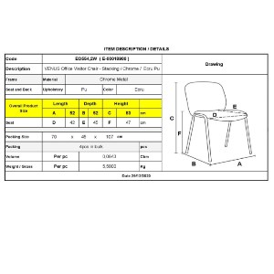 woo-38441 VENUS ΚΑΡΕΚΛΑ ΓΡΑΦΕΙΟΥ ΕΠΙΣΚΕΠΤΗ, ΣΤΟΙΒΑΖΟΜΕΝΗ ΜΕΤΑΛΛΟ ΧΡΩΜΙΟ, PU ΑΣΠΡΟ