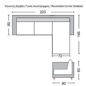 woo-38683 MONTREAL ΚΑΝΑΠΕΣ - ΚΡΕΒΑΤΙ ΓΩΝΙΑ ΑΝΑΣΤΡΕΨΙΜΗ ΜΕ ΧΩΡΟ ΑΠΟΘΗΚΕΥΣΗΣ, ΥΦΑΣΜΑ ΑΝΘΡΑΚΙ