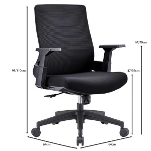 woo-38841 BF8950 ΠΟΛΥΘΡΟΝΑ ΓΡΑΦΕΙΟΥ MESH ΜΑΥΡΟ, ΥΦΑΣΜΑ ΜΑΥΡΟ
