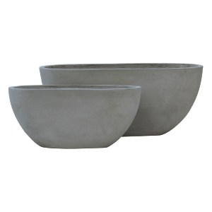 woo-39197 FLOWER POT-4  SET 2 ΤΕΜΑΧΙΩΝ CEMENT GREY