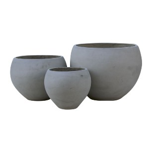 woo-39199 FLOWER POT-5  SET 3 ΤΕΜΑΧΙΩΝ CEMENT GREY