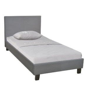 woo-39227 WILTON ΚΡΕΒΑΤΙ ΜΟΝΟ, ΓΙΑ ΣΤΡΩΜΑ 90X190CM, ΥΦΑΣΜΑ ΓΚΡΙ