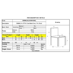 woo-39841 JETTA ΚΑΡΕΚΛΑ ΤΡΑΠΕΖΑΡΙΑΣ ΚΟΥΖΙΝΑΣ, ΜΕΤΑΛΛΟ ΒΑΦΗ ΓΚΡΙ PVC ΜΑΥΡΟ