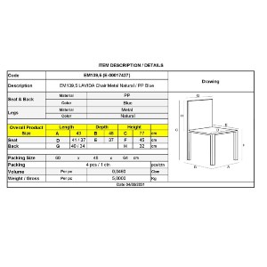 woo-39895_e-00017427_9-huge LAVIDA ΚΑΡΕΚΛΑ ΤΡΑΠΕΖΑΡΙΑΣ ΚΟΥΖΙΝΑΣ, ΜΕΤΑΛΛΟ ΒΑΦΗ ΦΥΣΙΚΟ PP ΜΠΛΕ