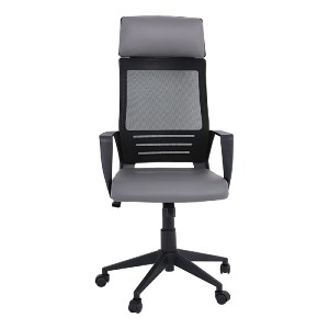 woo-40360 BF2500 ΠΟΛΥΘΡΟΝΑ ΓΡΑΦΕΙΟΥ ΔΙΕΥΘΥΝΤΗ MESH ΜΑΥΡΟ - PU ΓΚΡΙ