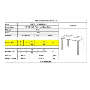 woo-40760 ACTION ΤΡΑΠΕΖΑΚΙ ΣΑΛΟΝΙΟΥ - ΚΑΘΙΣΤΙΚΟΥ INOX - ΜΑΥΡΟ ΓΥΑΛΙ 8MM