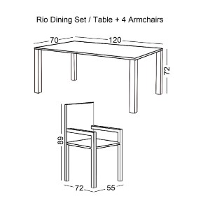 woo-41538 RIO SET ΤΡΑΠΕΖΑΡΙΑ ΒΕΡΑΝΤΑΣ - ΚΗΠΟΥ: ΤΡΑΠΕΖΙ + 4 ΠΟΛΥΘΡΟΝΕΣ ΜΕΤΑΛΛΟ ΚΑΦΕ, TEXTILENE ΚΑΦΕ