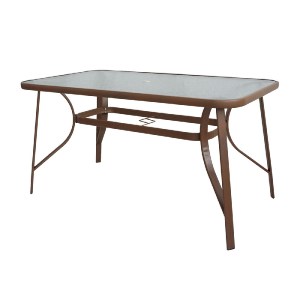 woo-42010 RIO ΤΡΑΠΕΖΙ ΚΗΠΟΥ - ΒΕΡΑΝΤΑΣ, ΜΕΤΑΛΛΟ ΒΑΦΗ ΚΑΦΕ, ΓΥΑΛΙ