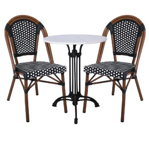 woo-42924 PARIS ΚΑΡΕΚΛΑ BISTRO ΑΛΟΥΜΙΝΙΟ ΚΑΡΥΔΙ, WICKER ΜΑΥΡΟ - ΑΣΠΡΟ, ΣΤΟΙΒΑΖΟΜΕΝΗ