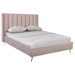 woo-43259 PASSION  ΚΡΕΒΑΤΙ ΔΙΠΛΟ ΓΙΑ ΣΤΡΩΜΑ 160X200CM, ΥΦΑΣΜΑ VELURE ΑΠΟΧΡΩΣΗ CAPPUCCINO