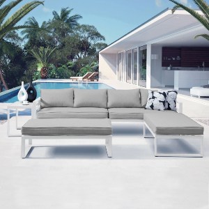 woo-44580 ORBEA SET ΚΑΘΙΣΤΙΚΟ ΚΗΠΟΥ ALU ΑΣΠΡΟ, ΚΑΝΑΠΕΣ 4Θ+2 ΠΑΓΚΟΙ+ ΤΡΑΠΕΖΙ, ΜΑΞΙΛΑΡΙ ΜΠΕΖ