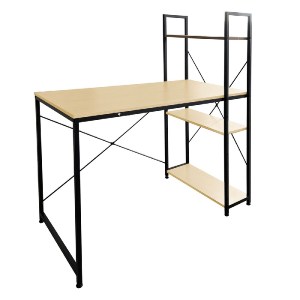 woo-45094_e-00024823-huge ΓΡΑΦΕΙΟ Η/Υ ΜΕ 4 ΡΑΦΙΑ ΜΕΤΑΛΛΟ ΒΑΦΗ ΜΑΥΡΟ, MELAMINE BEECH