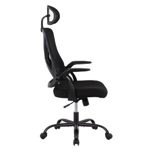 woo-45171 BF2040 ΠΟΛΥΘΡΟΝΑ ΓΡΑΦΕΙΟΥ ΔΙΕΥΘΥΝΤΗ - ΥΦΑΣΜΑ & MESH ΜΑΥΡΟ, ΜΕΤΑΛΛΙΚΗ KD ΒΑΣΗ
