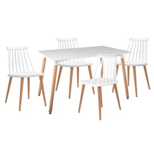 woo-45187 LAVIDA-ART ΤΡΑΠΕΖΑΡΙΑ: ΤΡΑΠΕΖΙ 120X80 ΟΞΙΑ/MDF + 4 ΚΑΡΕΚΛΕΣ ΜΕΤΑΛΛΟ ΒΑΦΗ ΦΥΣΙΚΟ PP ΑΣΠΡΟ