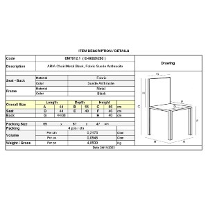 woo-45315 ARIA ΚΑΡΕΚΛΑ ΤΡΑΠΕΖΑΡΙΑΣ - ΚΟΥΖΙΝΑΣ, ΜΕΤΑΛΛO BΑΦΗ ΜΑΥΡΟ, ΥΦΑΣΜΑ SUEDE ΑΝΘΡΑΚΙ