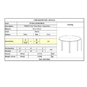 woo-45519 TARGET ΤΡΑΠΕΖΑΚΙ ΒΟΗΘΗΤΙΚΟ ΞΥΛΟ - ΓΥΑΛΙ 8MM