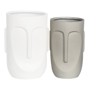 woo-45735 FLOWER POT-TOTEM Φ32X52CM, CEMENT ΑΠΟΧΡΩΣΗ SAND