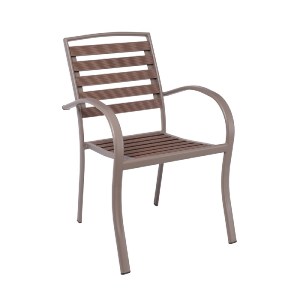 woo-46885 SERRANO SET ΚΗΠΟΥ: ΤΡΑΠΕΖΙ + 4 ΠΟΛΥΘΡΟΝΕΣ, ΜΕΤΑΛΛΟ ΒΑΦΗ SAND BEIGE, POLYWOOD ΚΑΡΥΔΙ