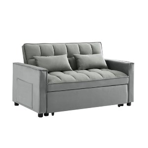 woo-46921 TEMPO ΚΑΝΑΠΕΣ - ΚΡΕΒΑΤΙ, ΜΕ ΑΝΑΚΛΙΣΗ ΠΛΑΤΗΣ, ΥΦΑΣΜΑ VELURE ΓΚΡΙ