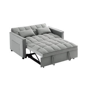 woo-46924 TEMPO ΚΑΝΑΠΕΣ - ΚΡΕΒΑΤΙ, ΜΕ ΑΝΑΚΛΙΣΗ ΠΛΑΤΗΣ, ΥΦΑΣΜΑ VELURE ΓΚΡΙ