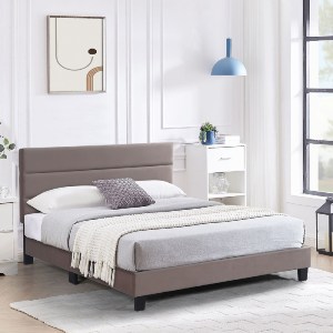 woo-47085 PRIMO ΚΡΕΒΑΤΙ ΔΙΠΛΟ ΓΙΑ ΣΤΡΩΜΑ 150X200CM, ΥΦΑΣΜΑ CAPPUCCINO, ΜΕ ΚΕΦΑΛΑΡΙ ΠΟΛΛΑΠΛΩΝ ΘΕΣΕΩΝ