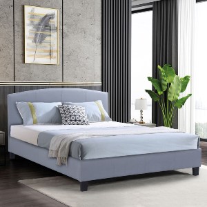 woo-47093 ODEON ΚΡΕΒΑΤΙ ΔΙΠΛΟ ΓΙΑ ΣΤΡΩΜΑ 160X200CM, ΥΦΑΣΜΑ ΓΚΡΙ