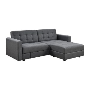 woo-47508 JACKSON ΚΑΝΑΠΕΣ - ΚΡΕΒΑΤΙ ΚΑΙ ΣΚΑΜΠΟ ΜΕ ΧΩΡΟΥΣ ΑΠΟΘΗΚΕΥΣΗΣ, ΥΦΑΣΜΑ ΣΚΟΥΡΟ ΓΚΡΙ