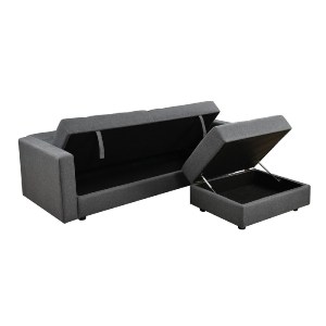 woo-47509 JACKSON ΚΑΝΑΠΕΣ - ΚΡΕΒΑΤΙ ΚΑΙ ΣΚΑΜΠΟ ΜΕ ΧΩΡΟΥΣ ΑΠΟΘΗΚΕΥΣΗΣ, ΥΦΑΣΜΑ ΣΚΟΥΡΟ ΓΚΡΙ