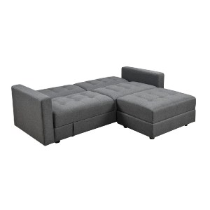 woo-47510 JACKSON ΚΑΝΑΠΕΣ - ΚΡΕΒΑΤΙ ΚΑΙ ΣΚΑΜΠΟ ΜΕ ΧΩΡΟΥΣ ΑΠΟΘΗΚΕΥΣΗΣ, ΥΦΑΣΜΑ ΣΚΟΥΡΟ ΓΚΡΙ