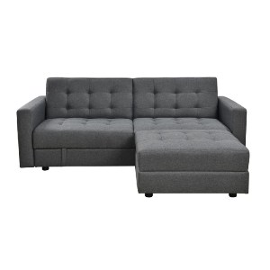 woo-47511 JACKSON ΚΑΝΑΠΕΣ - ΚΡΕΒΑΤΙ ΚΑΙ ΣΚΑΜΠΟ ΜΕ ΧΩΡΟΥΣ ΑΠΟΘΗΚΕΥΣΗΣ, ΥΦΑΣΜΑ ΣΚΟΥΡΟ ΓΚΡΙ