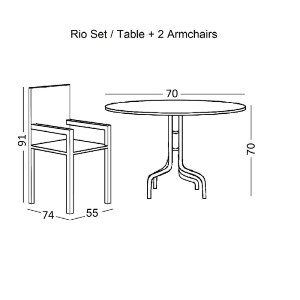 woo-47877_e-00024922_9-huge RIO SET ΚΗΠΟΥ - ΒΕΡΑΝΤΑΣ: ΤΡΑΠΕΖΙ + 2 ΠΟΛΥΘΡΟΝΕΣ ΜΕΤΑΛΛΟ ΒΑΦΗ ΑΝΘΡΑΚΙ, TEXTILENE ΓΚΡΙ