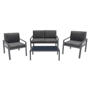 woo-48085 RIVIAN SET ΣΑΛΟΝΙ ΚΗΠΟΥ 4ΤΕΜ, ΜΕΤΑΛΛΟ ΒΑΦΗ ΑΝΘΡΑΚΙ, ΜΑΞΙΛΑΡΙΑ ΓΚΡΙ