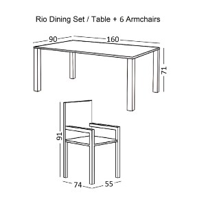 woo-48190_e-00026148_9-huge RIO SET ΤΡΑΠΕΖΑΡΙΑ ΚΗΠΟΥ ΜΕΤΑΛΛΟ ΑΝΘΡΑΚΙ, TEXTILENE ΓΚΡΙ: ΤΡΑΠΕΖΙ + 6 ΠΟΛΥΘΡΟΝΕΣ