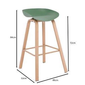 woo-48359 PENT ΣΚΑΜΠΟ BAR, ΜΕΤΑΛΛΟ ΒΑΦΗ ΦΥΣΙΚΟ, PP ΠΡΑΣΙΝΟ